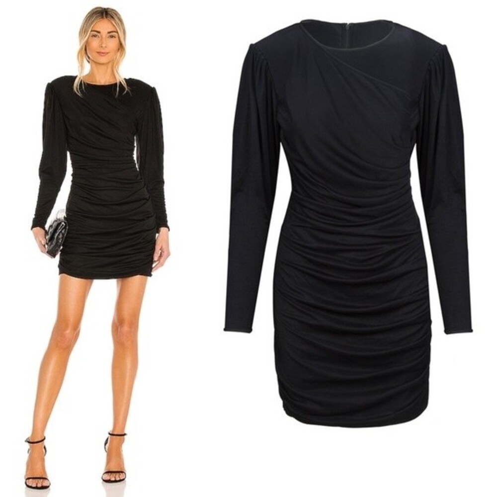 NEW Anine Bing Alaia Ruched Black Mini Cocktail Dress Size Large NWT